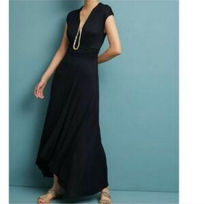 Maeve dress maxi Small black Desert Star Surplice Knit faux wrap anthrop…
